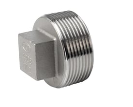 Robust 1/2" prop i AISI 316 rustfrit stål med 4-kanttop og tydelige udvendige gevind på hvid baggrund.