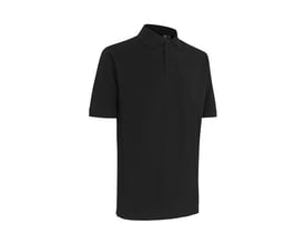 Sort ID Identity poloshirt i piquékvalitet med stolpe og tone i tone knapper, størrelse 2XL, præsenteret på en hvid baggrund.