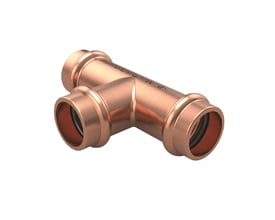 Conex MaxiPro T-stykke i kobber til 5/8" rør med tre pressepunkter for sikker samling.
