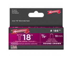 Arrow T18 10mm (3/8) Round Crown klammer, pakke med 1000 stk. til hæftepistol T18.