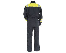 Tranemo Workwear Tera kedeldragt i navy, størrelse XL, set bagfra med reflekser på skuldre og ærmer.