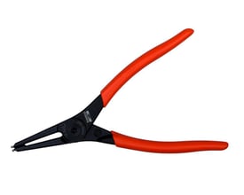 Tæt på Bahco låseringstang 2900-180 med lige spidser og information om brug til 19-60mm låseringe.