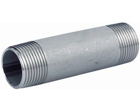 Rustfrit nippelrør i AISI 316 med 3/8" udvendigt gevind i begge ender og 40 mm længde.