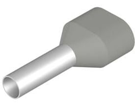 Enkel grå Weidmüller isoleret terminalrør H4,00 med dobbelt isolering og metalstift.