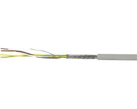 Fleksibel LIYCY-P TR multikabel med 8 ledere og 0,50 mm² lederdimension, skærmet med fortinnet kobberflet og grå PVC-kappe.