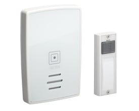 Grothe Polo 100 trådløs ringeklokke og tryk i hvid plast med LED-indikator og 36 toner, op til 250m rækkevidde.