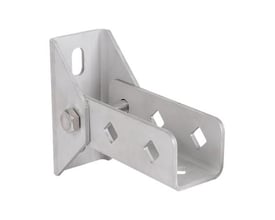 Walraven Rapidstrut vægplade i rustfrit stål A4, 21x41, set skråt med den åbne U-profil tydeligt synlig.