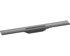 Hansgrohe afløbsrende på 700 mm i børstet sort krom udførelse, designet til vægmontage med Dryphon og justerbar højde.