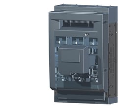 Siemens 3-polet sikringsafbryder 3NP1 NH1 til 250A med 70mm dækplade og boksterminaler, vist i en 3D-rendering.