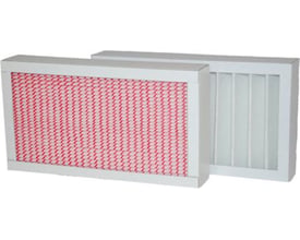 Dantherm filtersæt F7/G4 til HCH 8 og Air unit A3 med to rektangulære filtre, ét med rosa mønster.