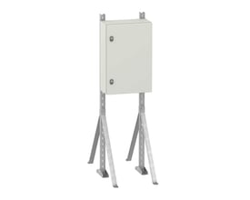 Schneider Electric S3D stativ i stål, 1400 mm højt, designet til PanelSet S3D, præsenteret på en hvid baggrund.