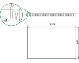 Schneider Electric topventilerede 600x800 måleskitse med dimensioner C-30 og B-30 samt detaljerede mål 12, 72 og 2,2 mm.