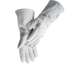 Worker Supreme 2611 svejsehandsker i str. 10, fremstillet af gråt oksespalt med synlige syninger og beskyttende for.