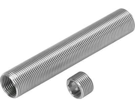 Festo reducerbøsning DAYH-5, størrelse 5, fremstillet i metal med synlige gevind og en separat endekappe med sekskant.