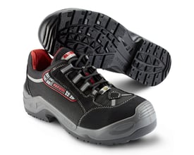 Sika Footwear Senex AL ESD S3 sikkerhedssko i sort mikrofiber med røde detaljer og skridsikker sål.