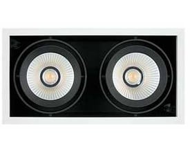 Ledvance Spot Multi indbygningsspot i hvid, med to LED-lamper, 2x30W, 3000K, 38° spredning, og hvid finish.