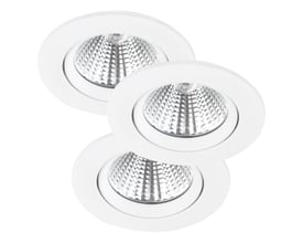 Nordlux Fremont 3-kit indbygningsspot i hvid med integreret varmt hvidt LED-lys og justerbar fatning.