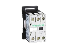 Schneider Electric TeSys SK kontrolrelæ med 1NO+1NC kontakter og 230V AC spænding, vist på hvid baggrund.