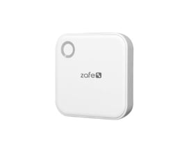 Hvid Zafe gateway med afrundede hjørner og synligt logo, der understøtter WiFi på 2,4 og 5 GHz.