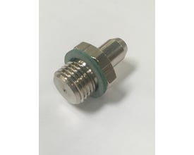 FH-Teknik prøvenippel studs med R 1/4" gevind og grøn pakning, perfekt til trykmåling og prøvetagning.