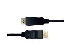 Sort Deltaco DisplayPort-kabel på 3 meter med begge stik vist tæt på i hver sin retning.