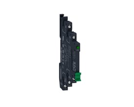 Schneider Electric Harmony SSL Solid State relæ med sokkel, 2A AC, 12VDC, har en grøn indikator og skrueterminaler.