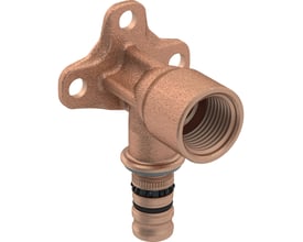 Geberit Mepla RG dækvinkel i kort model, 1/2" x 20 mm, med gevindmuffe og vægflange.