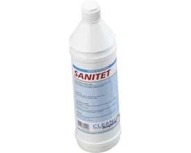 Antalis Cleanline sanitetsrens på 1 liter i en hvid plastflaske med blå og hvid etiket.