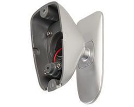 GJD149, et bevægeligt beslag i sølvgrå farve, der viser indvendige ledninger og monteringsmuligheder.