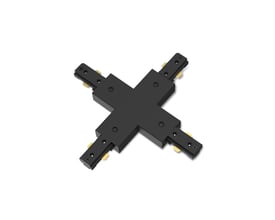 Sort Philips EasyLink X-stik til skinnesystem, med fire tilslutninger arrangeret som et kryds.