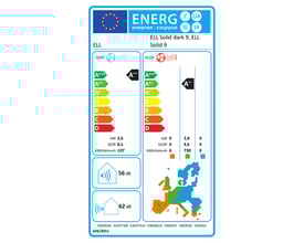 Energimærke for ELL Solid varmepumpe, der viser energiklasserne A++ for SEER og A++ for SCOP.