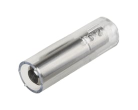 Carlo Gavazzi-beslag til hængeføler VH3 og VH4 i plast, med aflang cylindrisk form og åbning i den ene ende.