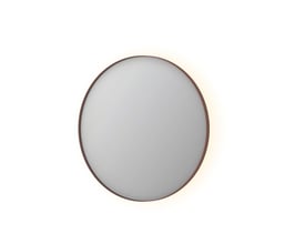Sanibell SP17 rundt LED spejl på 80 cm med en børstet kobber aluramme og indbygget baggrundsbelysning.