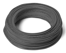 En grå rulle af H07V-U installationsledning med en diameter på 1,5 mm, med tydelig teksttrykning langs kablet.
