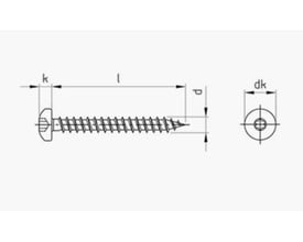 Teknisk tegning af en 4,5x60 mm A2 PH spånpladeskrue med TORX20 kærv og dimensioner angivet.