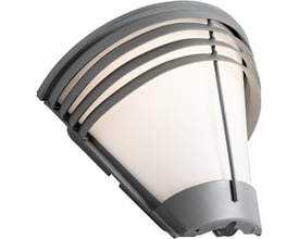 Hide-a-lite Pave Deco IV vægarmatur i grå med opalt glas og buet, rillet skærm.