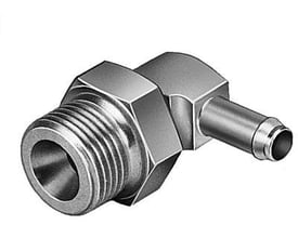 Festo vinkel-forskruning stiknippel LCN-1/4-PK-4 med omløber og tætningsring, fremstillet af metal.