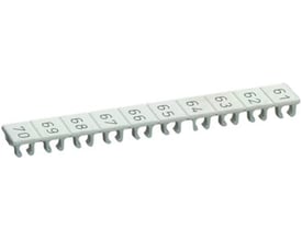 Wieland mærke stribe 9705A/6/10B med numrene 61-70, 6 mm bred, hvid med sort skrift.