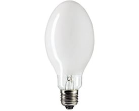 Philips Lighting Mastercity WH CDO-ET Plus 70W 828 E27 keramisk halogenlampe med æggeformet, opaliseret kolbe og metalgevind.
