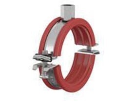 Flamco rørbøjle bsm-s i rød silikone med M8/M10 gevind og 48-52 mm diameter, designet til høj temperatur og sikker rørfastgørelse.