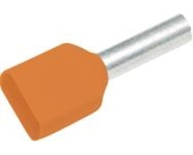 Elpress isoleret TWIN terminalrør orange (TE farvekode) til 2 x 4,0 mm² ledere med 12 mm kontaktflade og 23 mm total længde.