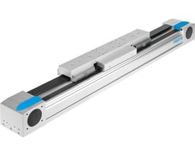 Festo tandremsakse EGC-120-1500-TB-KF-0H-GK med 1500 mm arbejdslængde i aluminium og stål med blå detaljer.