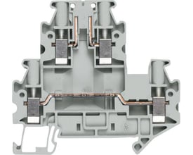 Siemens Tow-Tier klemme, 1-polet, 4qmm, 6,2mm, med synlig kobberleder og skrueterminaler i grå plast.
