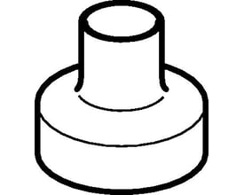 Skematisk tegning af Geberit centrisk reduktion i sort PEH, med diametre på 75 mm og 40 mm.