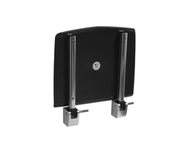 HeFe Tip Up væghængt klapsæde i grå med polstret overflade og polerede metalbeslag set bagfra.