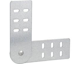 Lauritz Knudsen justerbart koblingsbeslag i stål med Zinc+ overfladebehandling, 60 mm højde, viser montagehuller.