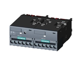 Siemens AS-i-funktionsmodul 3RA2712-1BA00 med vendestart og skruetilslutninger, set skråt forfra.