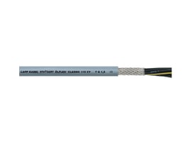Lapp Olflex Classic 115 CY kabel med 5x0,75 mm² ledere og metalkærm. Kabelprint angiver 'LAPP KABEL STUTTGART ÖLFLEX® CLASSIC 115 CY 7 G 1,5 CE'.