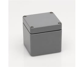 Bernstein CA-360 montagekasse i sølvgrå aluminium med dimensioner 220x230x180mm, vist på hvid baggrund.