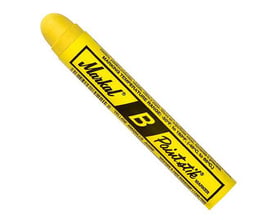 Markal "B" Paintstik i gul farve, en solid malingsstift der kan bruges på mange forskellige overflader som træ, metal og gummi.